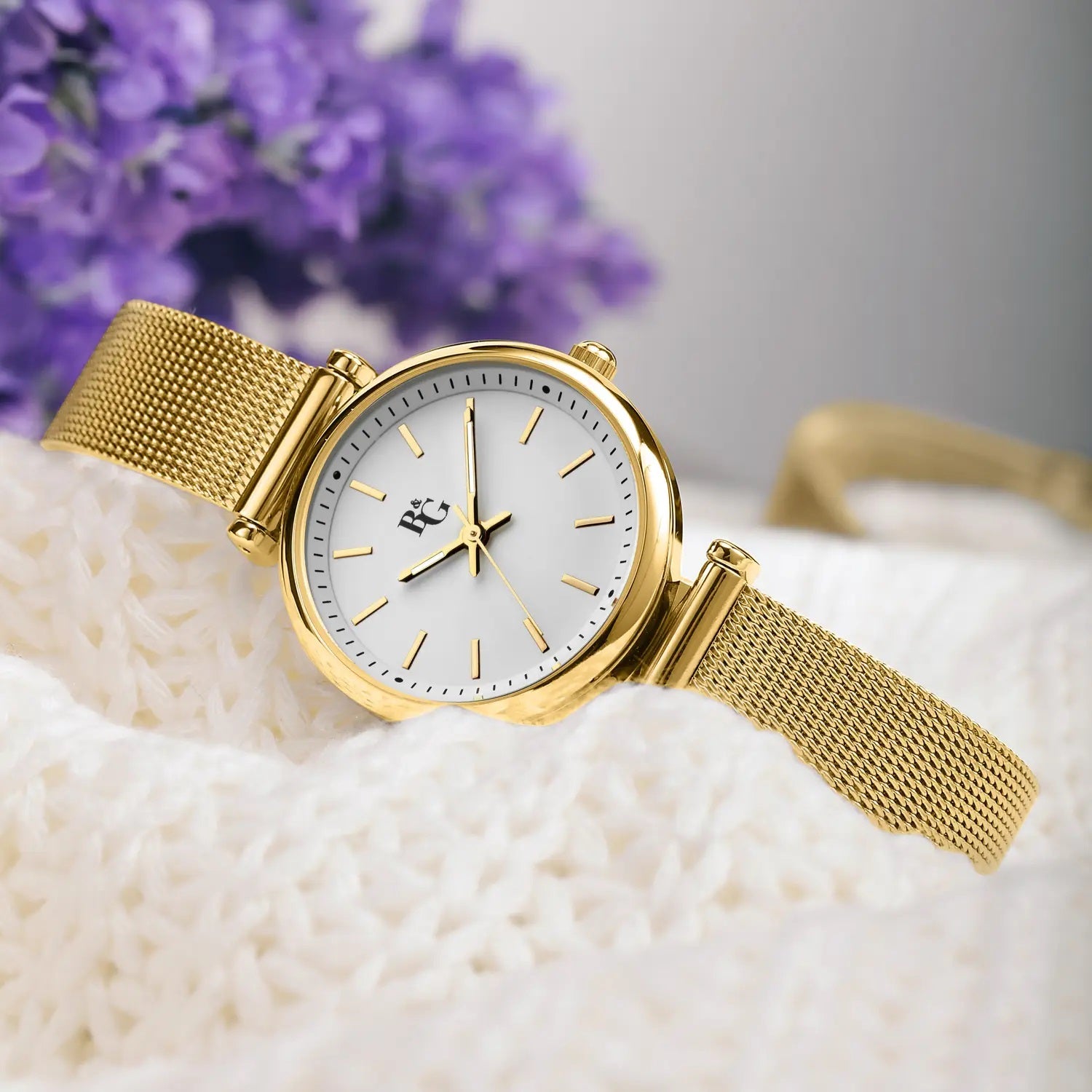 OROLOGIO B&G BELLE MESH GOLD WHITE DIAL |28MM|