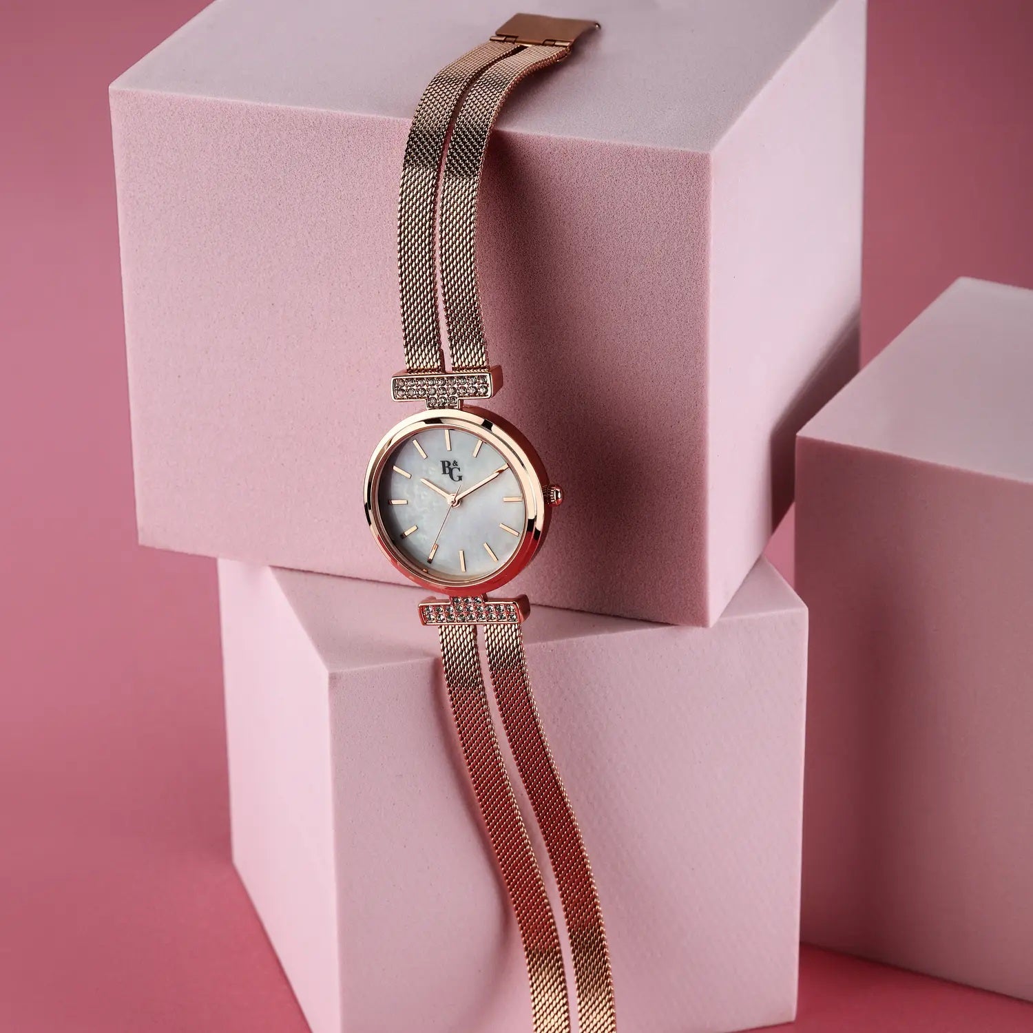 OROLOGIO B&G BLING ROSE GOLD MESH MADREPERLA DIAL |30MM|