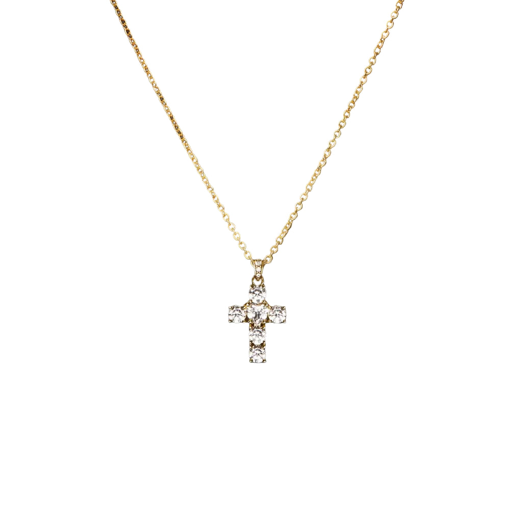 CHIARA FERRAGNI COLLANA CROCE DORATA CON ZIRCONI BIANCHI
