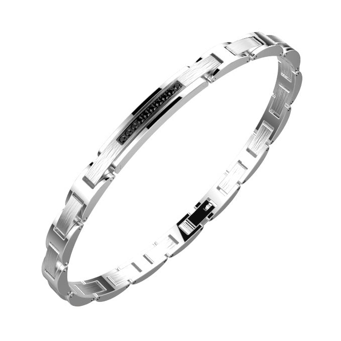 BRACCIALE ZANCAN ACCIAIO CON SPINELLI NERI