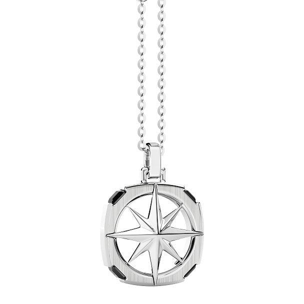 COLLANA ZANCAN IN ARGENTO CON ROSA DEI VENTI ZIRCONI NERI