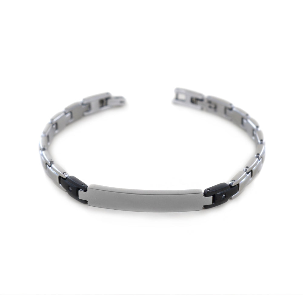 BRACCIALE ZANCAN ACCIAIO BICOLORE CON ZIRCONI BIANCHI