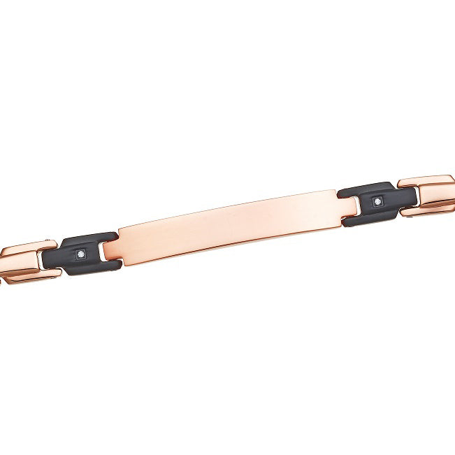 BRACCIALE ZANCAN ACCIAIO BICOLORE CON ZIRCONI BIANCHI