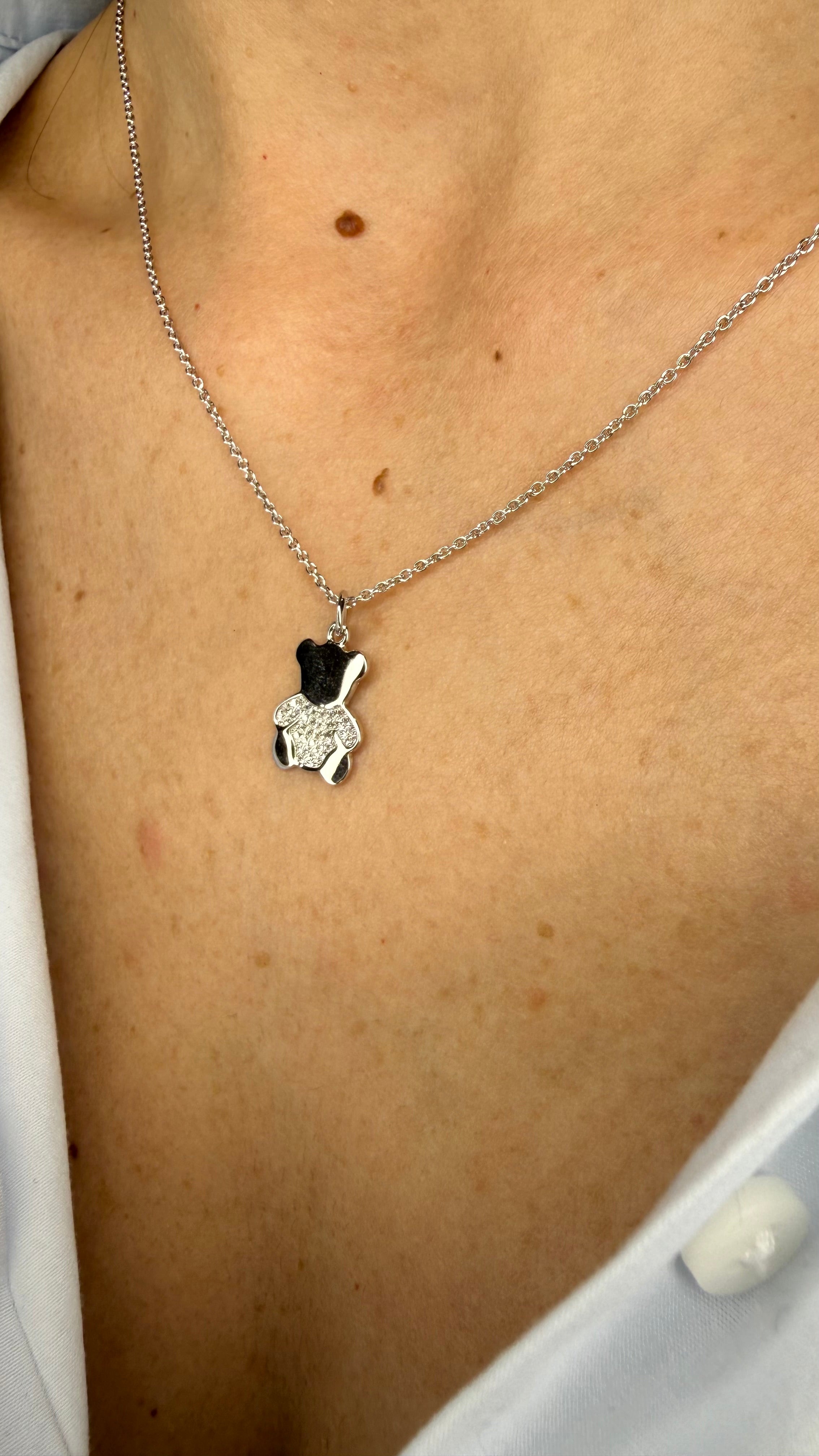 COLLANA ORSETTO CON ZIRCONI PAVÉ IN ARGENTO 925