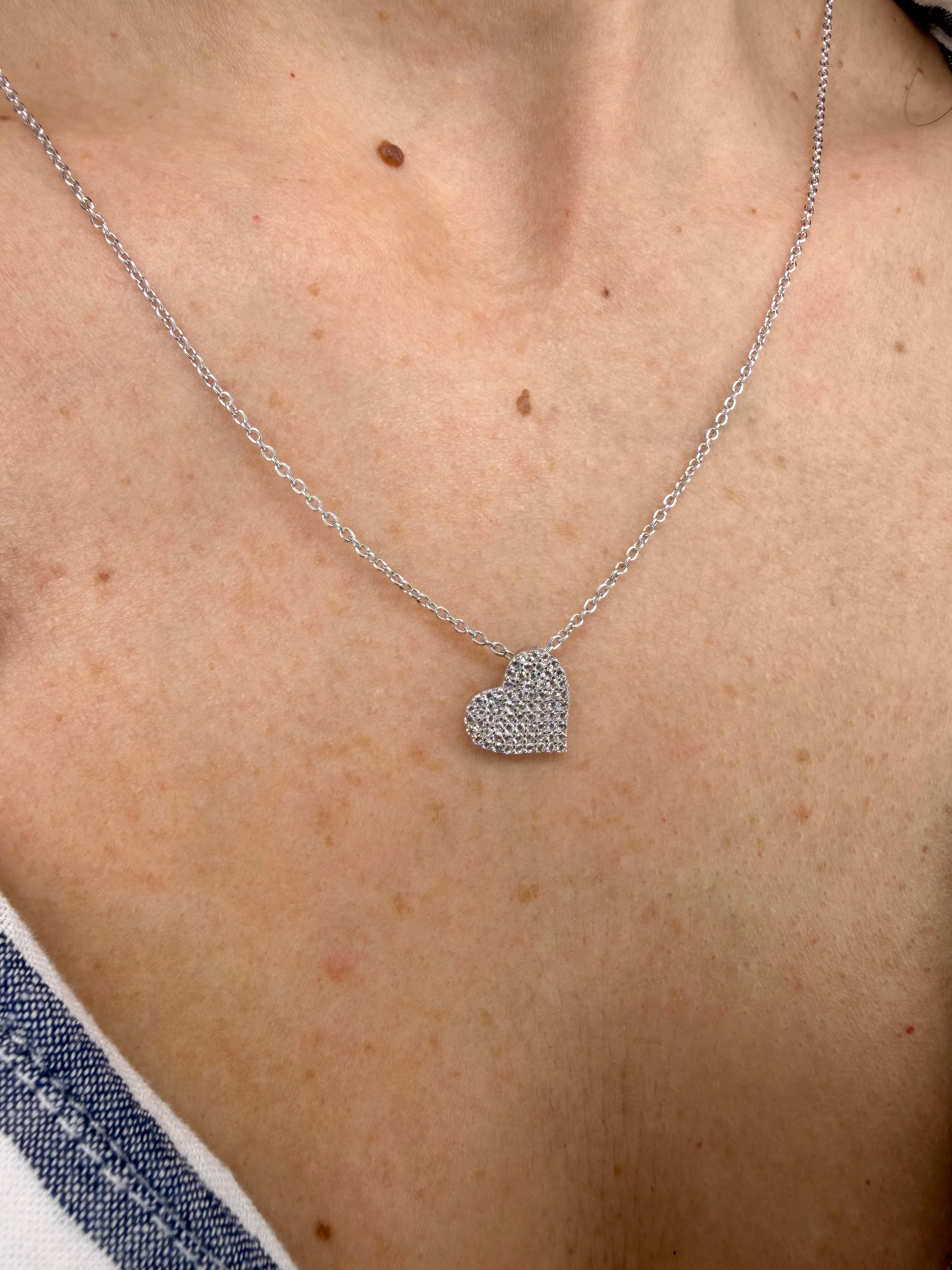 COLLANA CUORE CON ZIRCONI PAVÉ IN ARGENTO 925