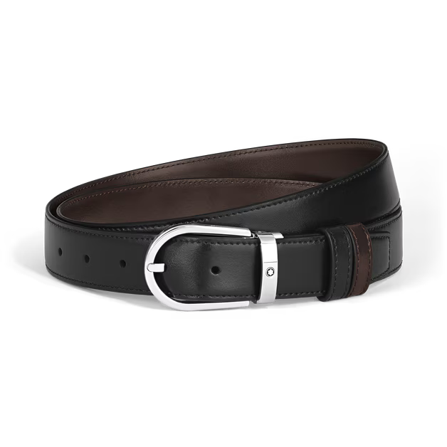 CINTURA MONTBLANC IN PELLE NERA/MARRONE REVERSIBILE 30MM