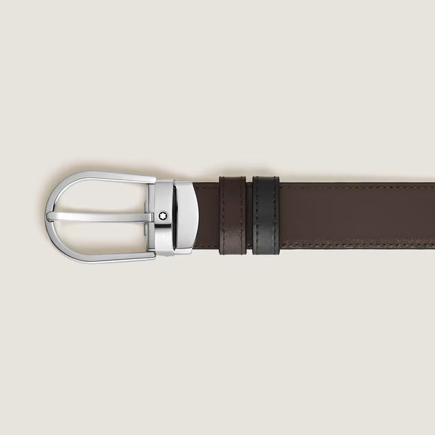 CINTURA MONTBLANC IN PELLE NERA/MARRONE REVERSIBILE 30MM