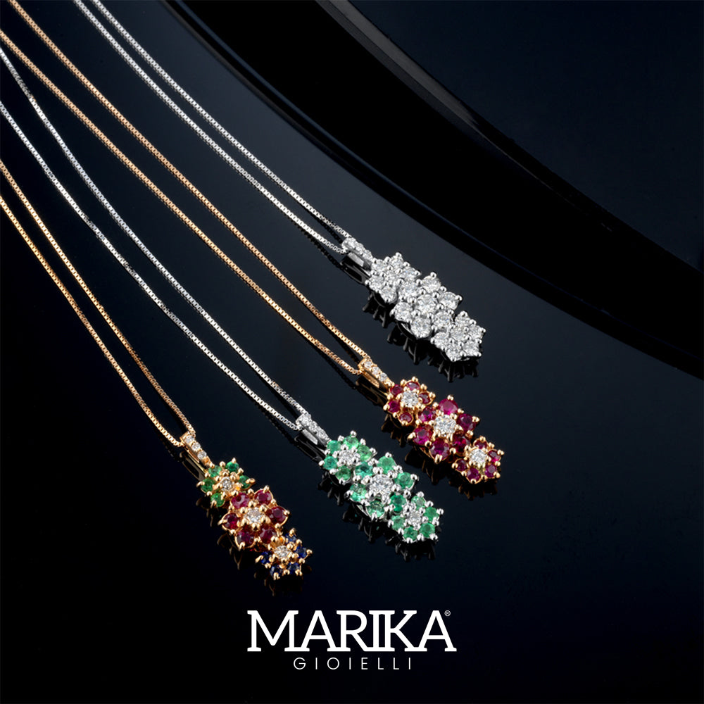 COLLANA TRILOGY CAROLINA BIANCO 18KT CON DIAMANTI E SMERALDI