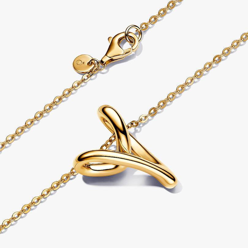 COLLANA PANDORA DORATA CUORE LINEA SINUOSA