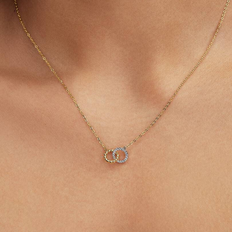 COLLANA PANDORA CERCHI INTRECCIATI SFERE E PAVE'