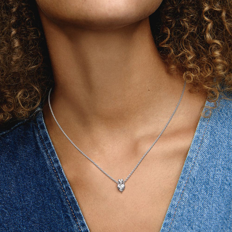 COLLANA PANDORA DOPPIO CUORE SCINTILLANTE