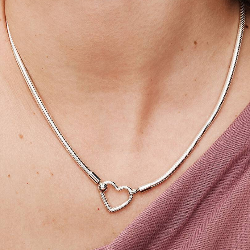 COLLANA PANDORA MAGLIA SNAKE CON CHIUSURA A CUORE