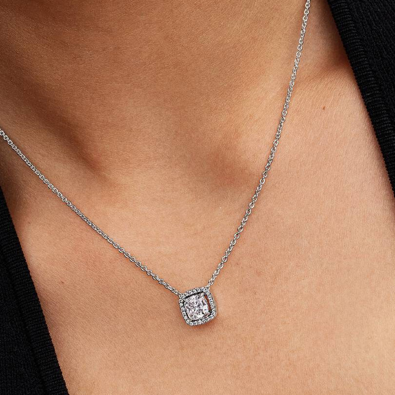 COLLANA PANDORA PUNTO LUCE QUADRATO BIANCO