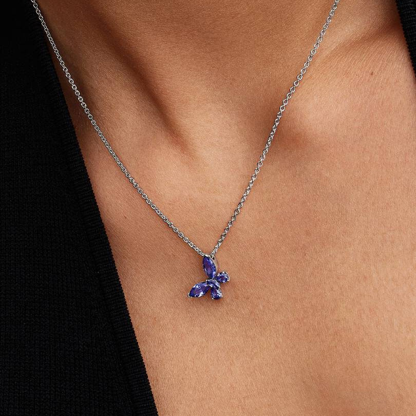 COLLANA PANDORA PENDENTE FARFALLA BLU