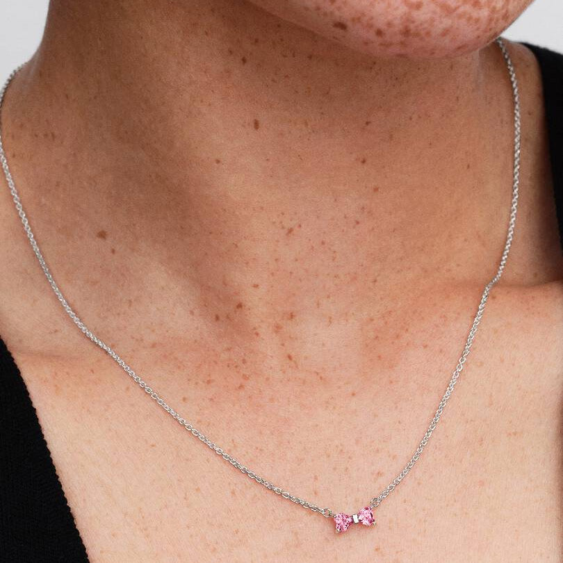 COLLANA PANDORA FIOCCO ROSA
