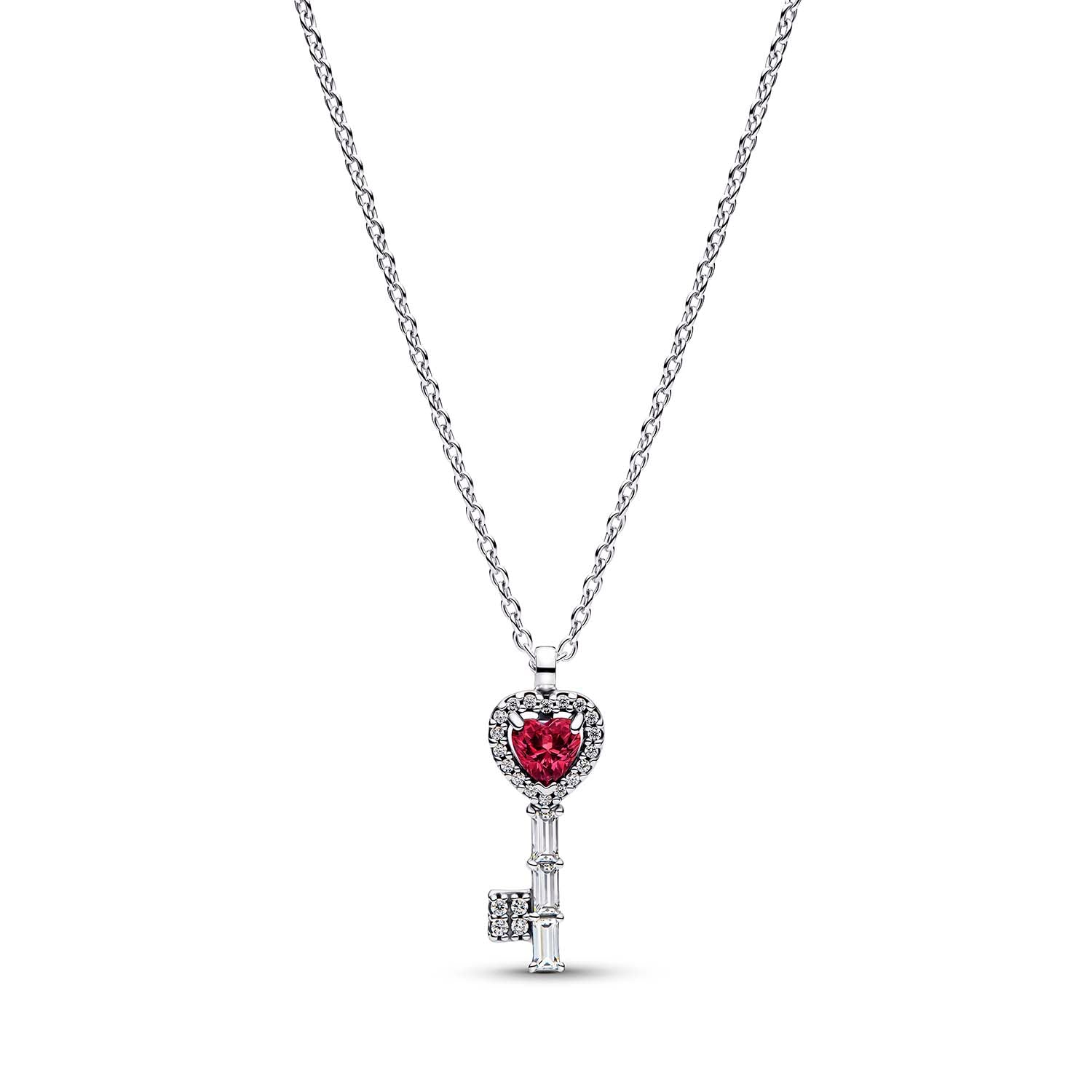 COLLANA PANDORA CHIAVE CON CUORE ROSSO