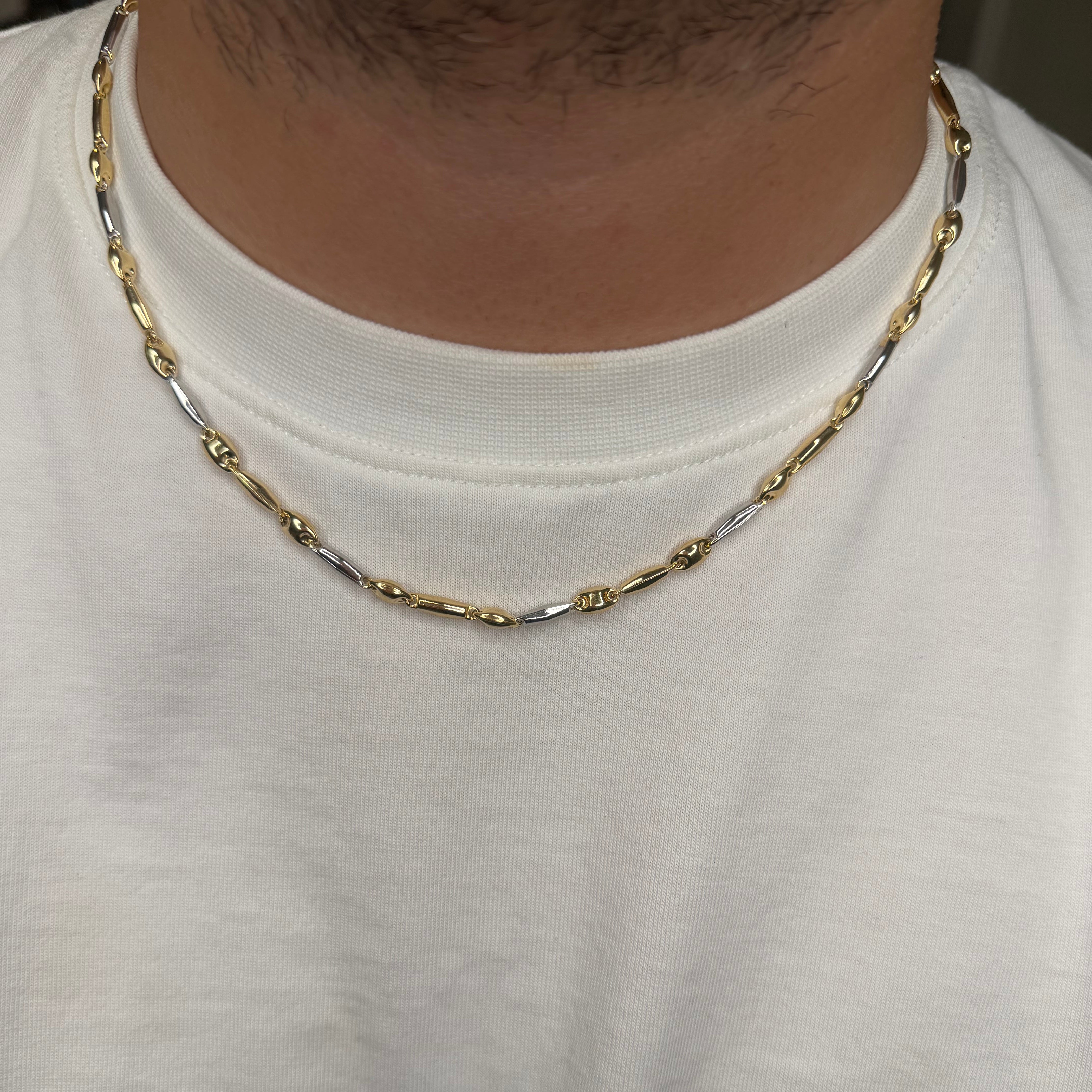 COLLANA UOMO BICOLORE IN ARGENTO 925 DORATO E SILVER