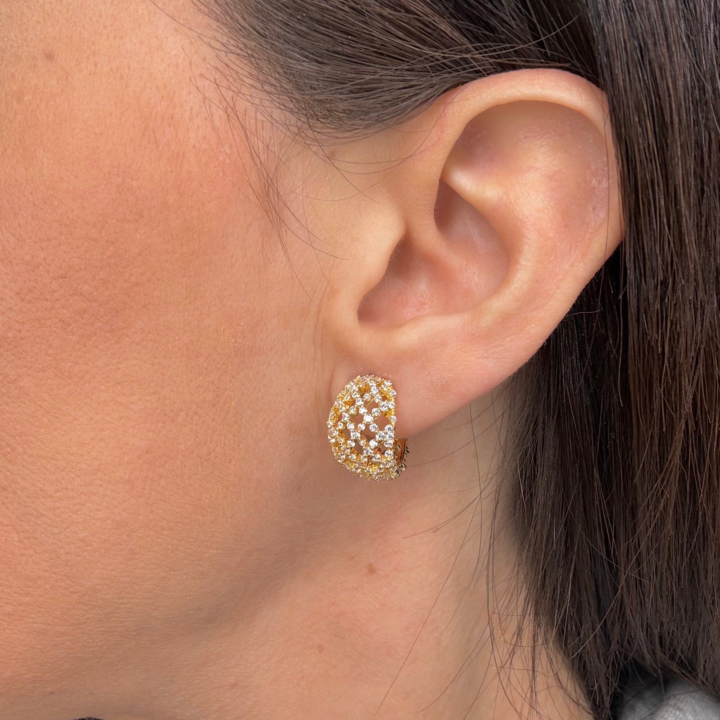 ORECCHINI SEMICERCHIO IN ARGENTO 925 GOLD E ZIRCONI