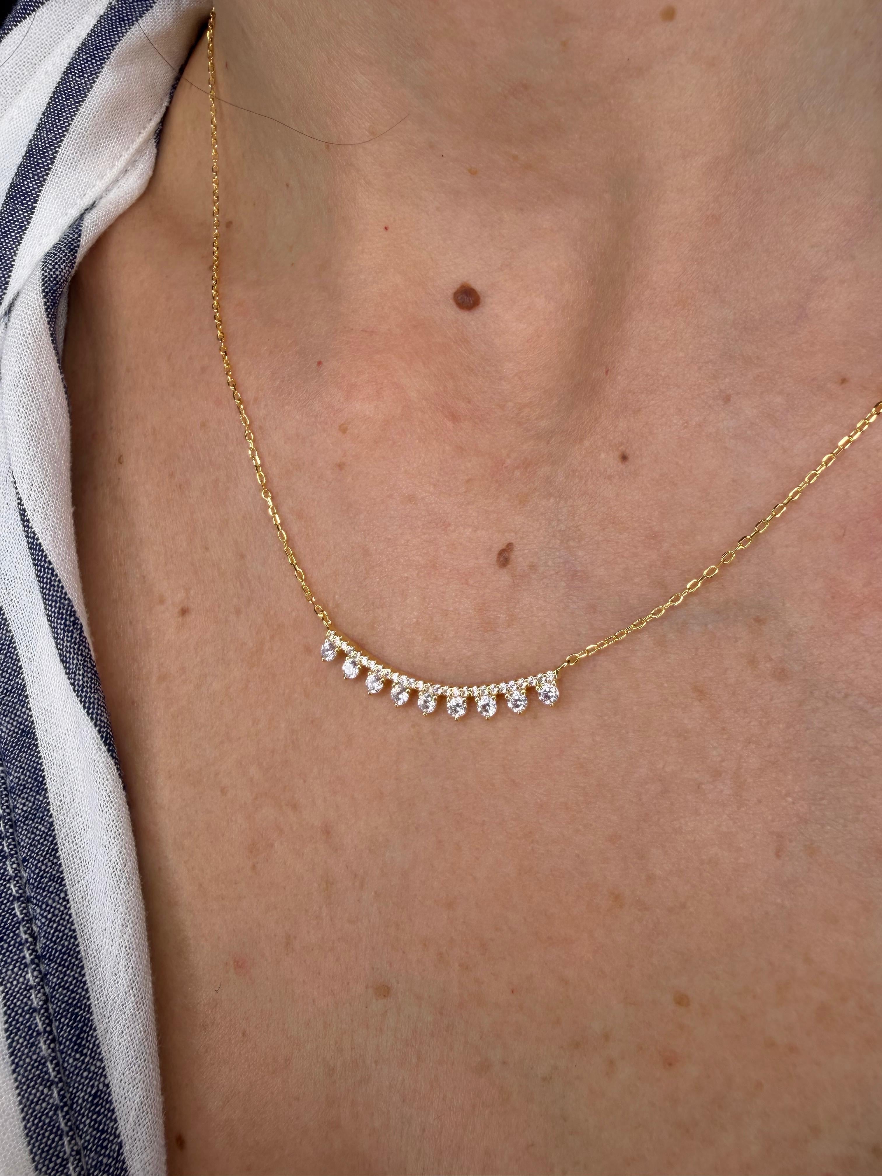 COLLANA TENNIS CON ZIRCONI PENDENTI IN ARGENTO DORATO 925
