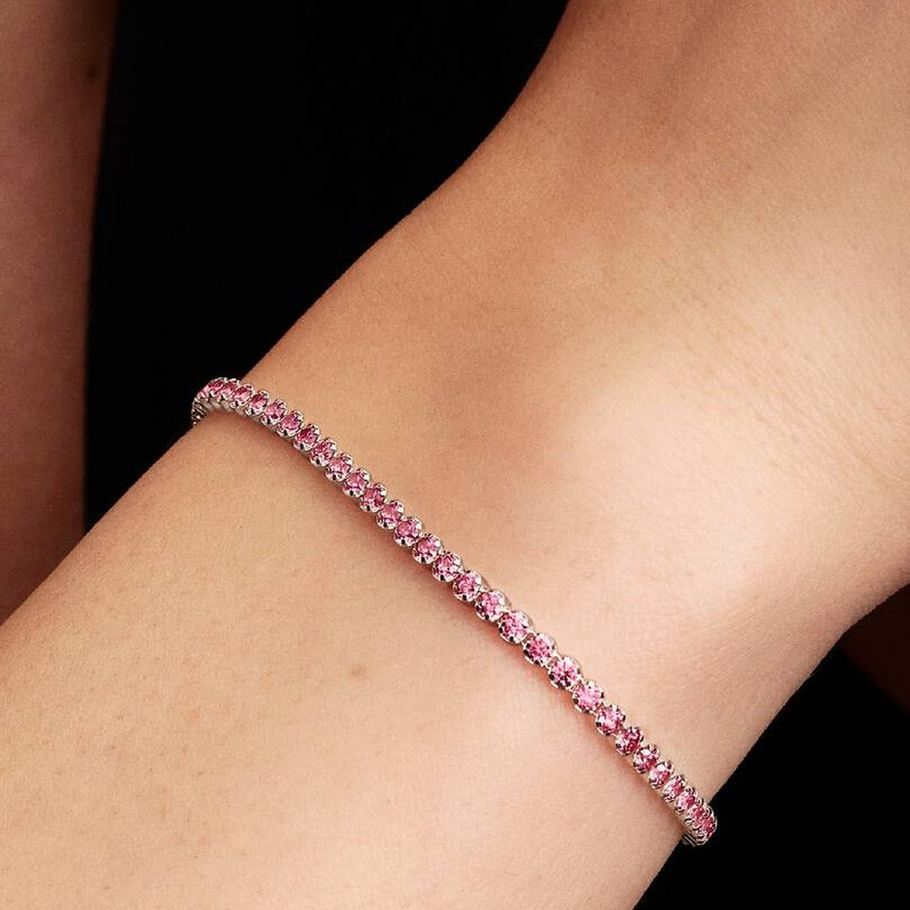BRACCIALE PANDORA TENNIS CON PIETRE ROSA