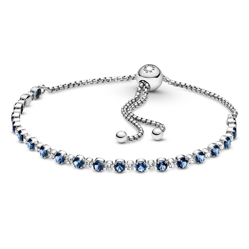 BRACCIALE PANDORA TENNIS BLU CON CHIUSURA REGOLABILE