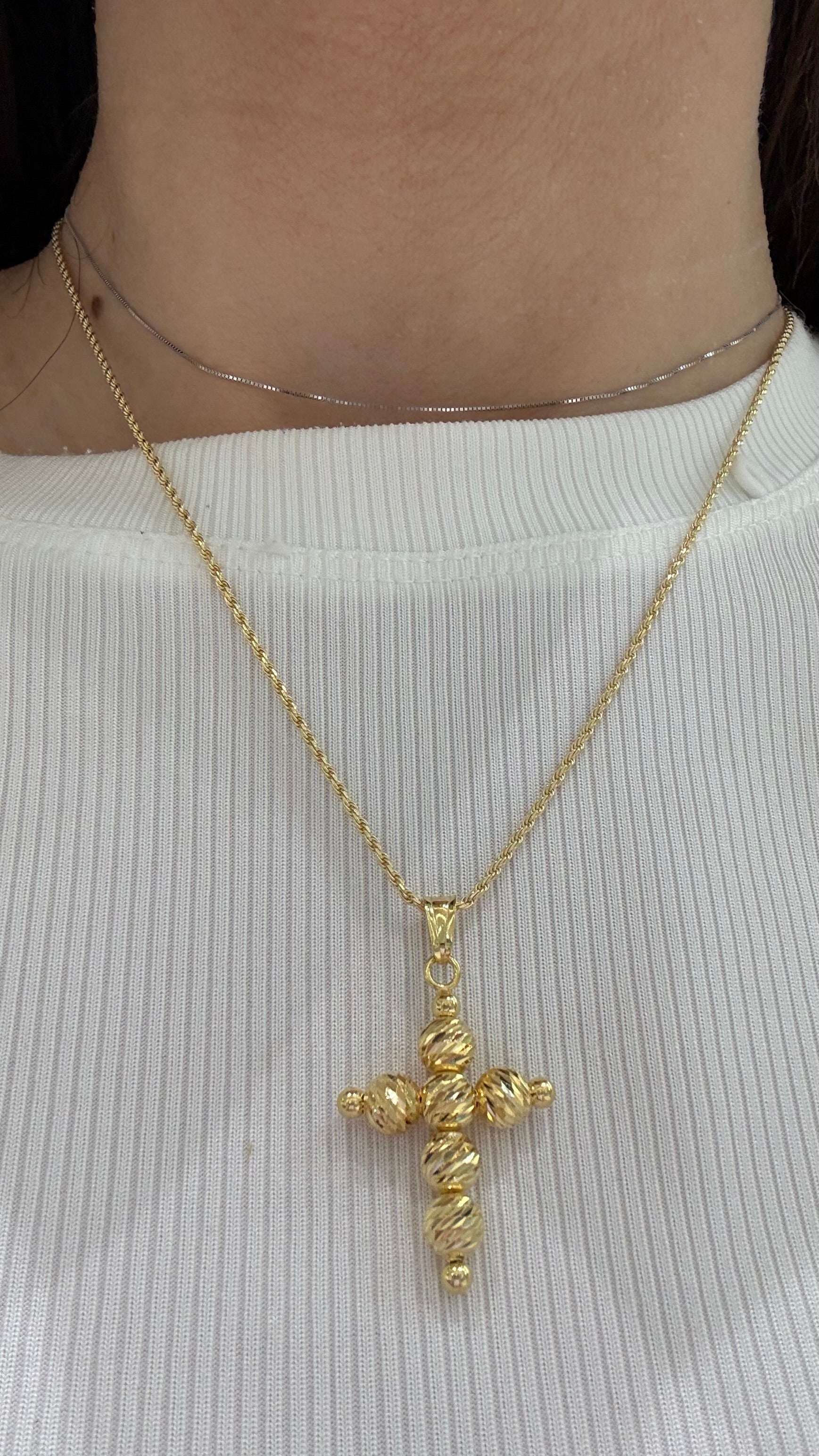 COLLANA UNISEX CON PENDENTE CROCE IN ARGENTO 925 DORATO