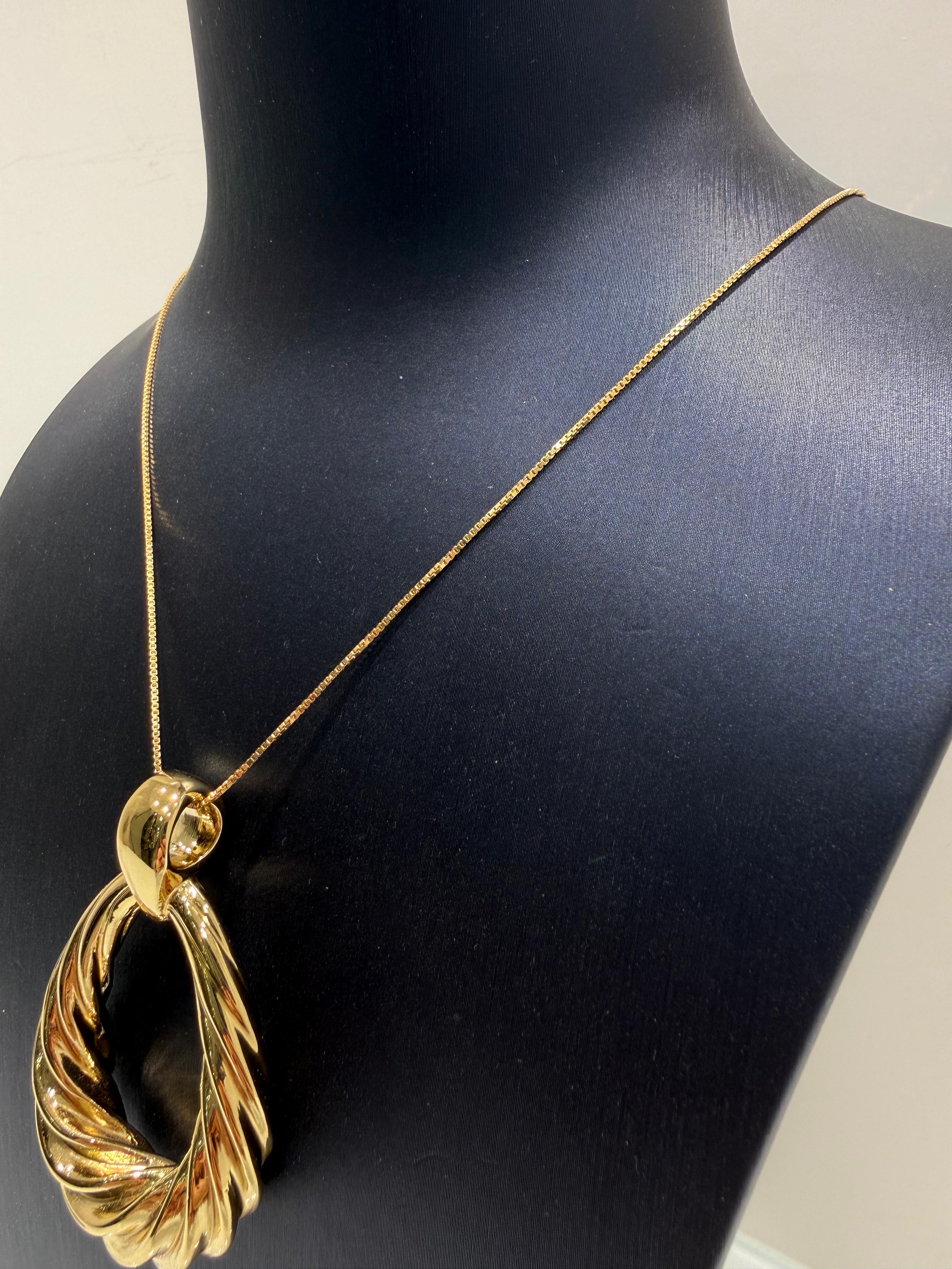 Pendente Grande Intrecciato in Oro Giallo 18KT (750) – Made in Italy