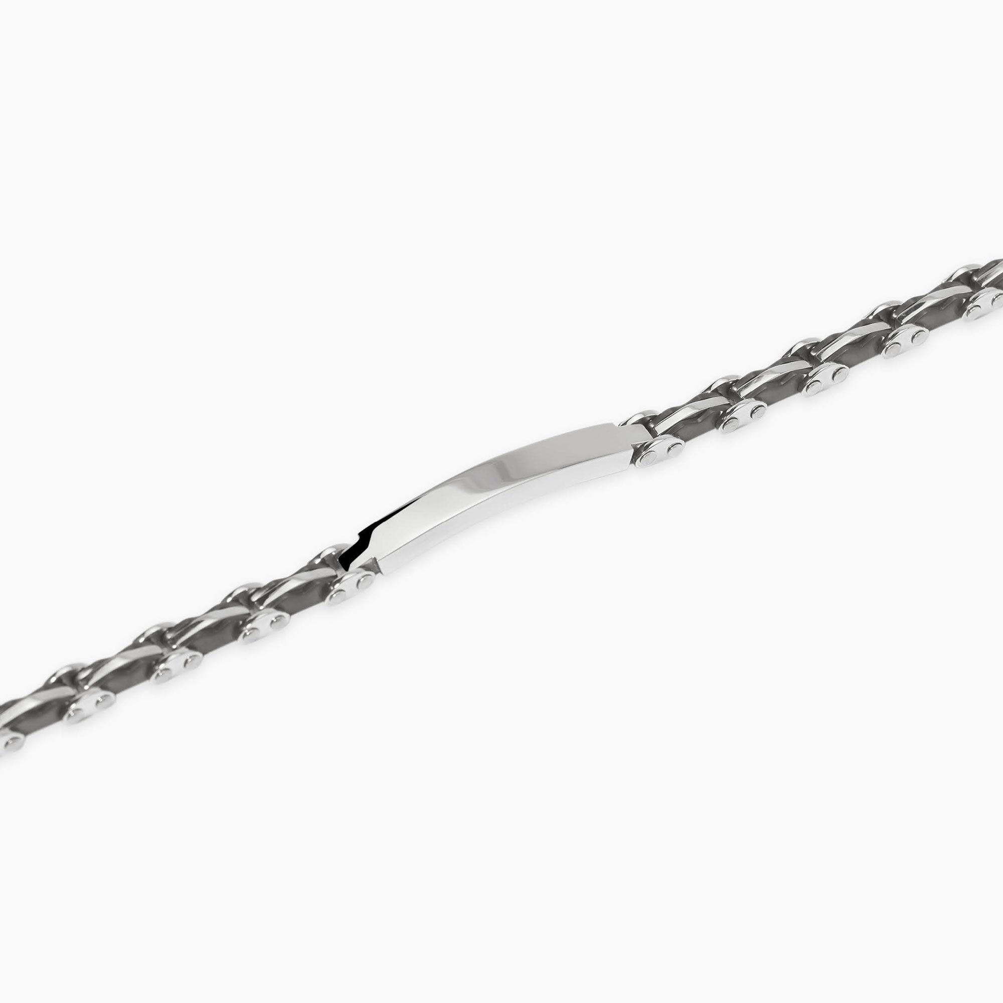 BRACCIALE KIDULT ACCIAIO E NERO CON PIASTRA