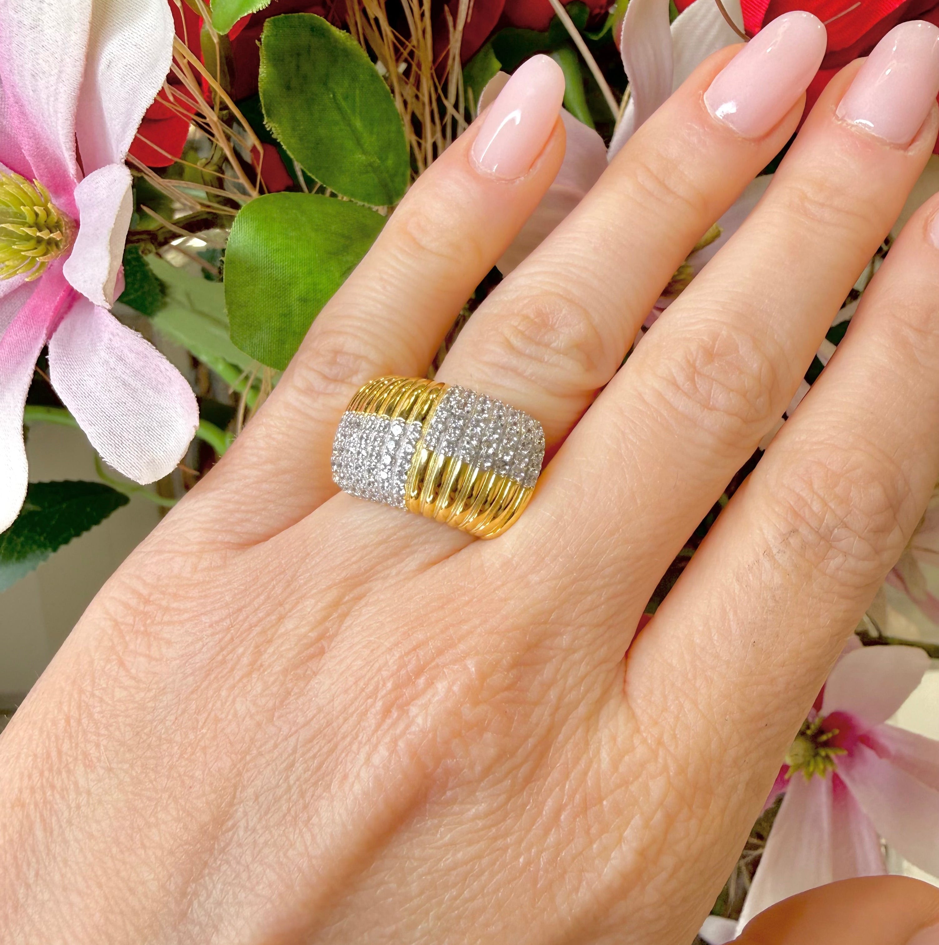 ANELLO FASCIA IN ARGENTO 925 GOLD CON ZIRCONI