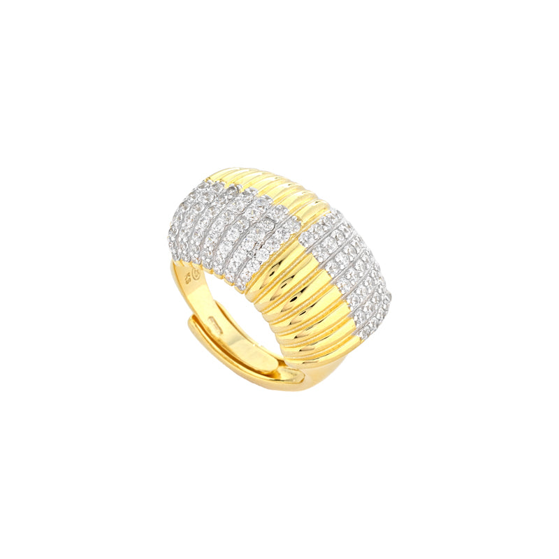 ANELLO FASCIA IN ARGENTO 925 GOLD CON ZIRCONI