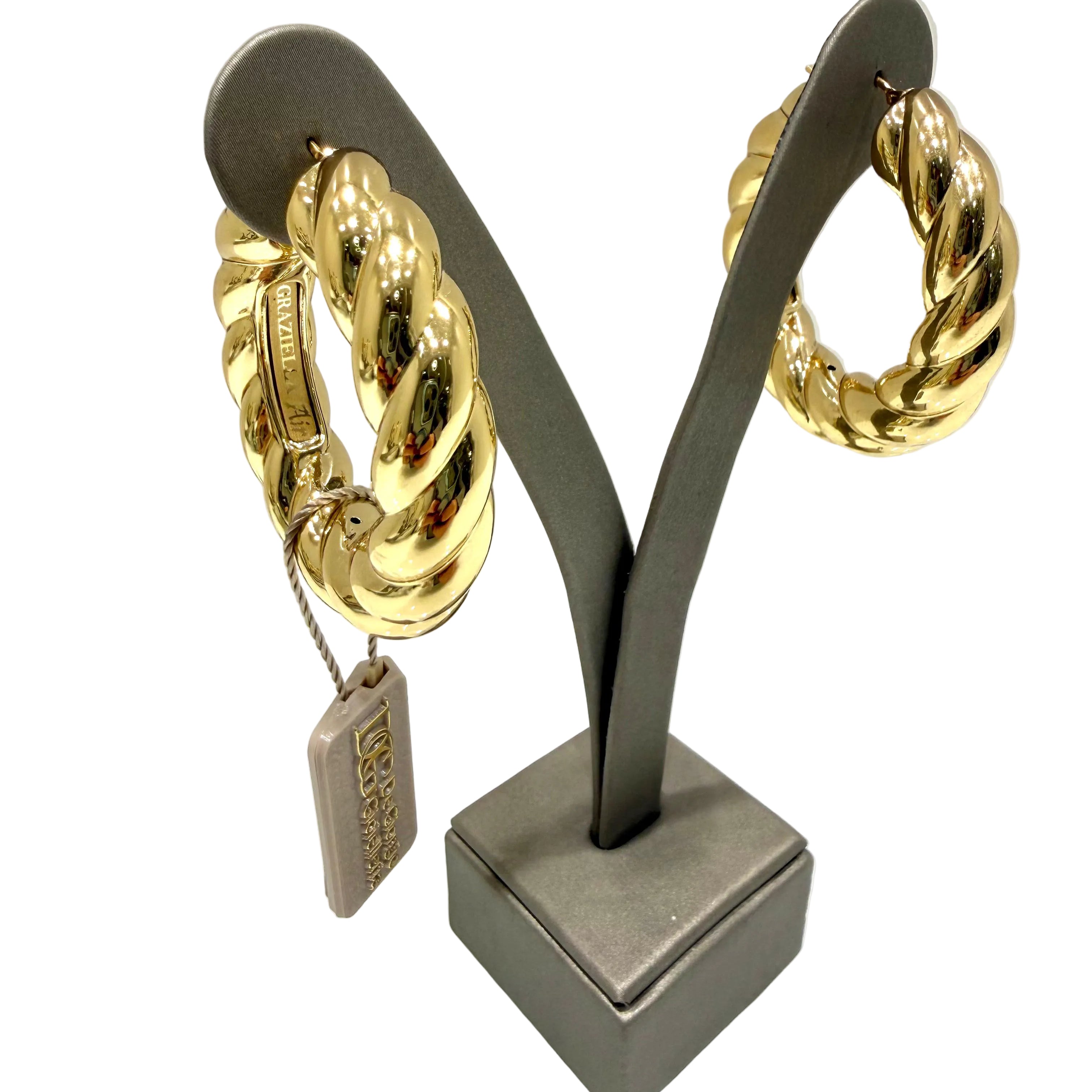 Orecchini a Cerchio Intrecciati in Oro Giallo 18KT (750) – Made in Italy