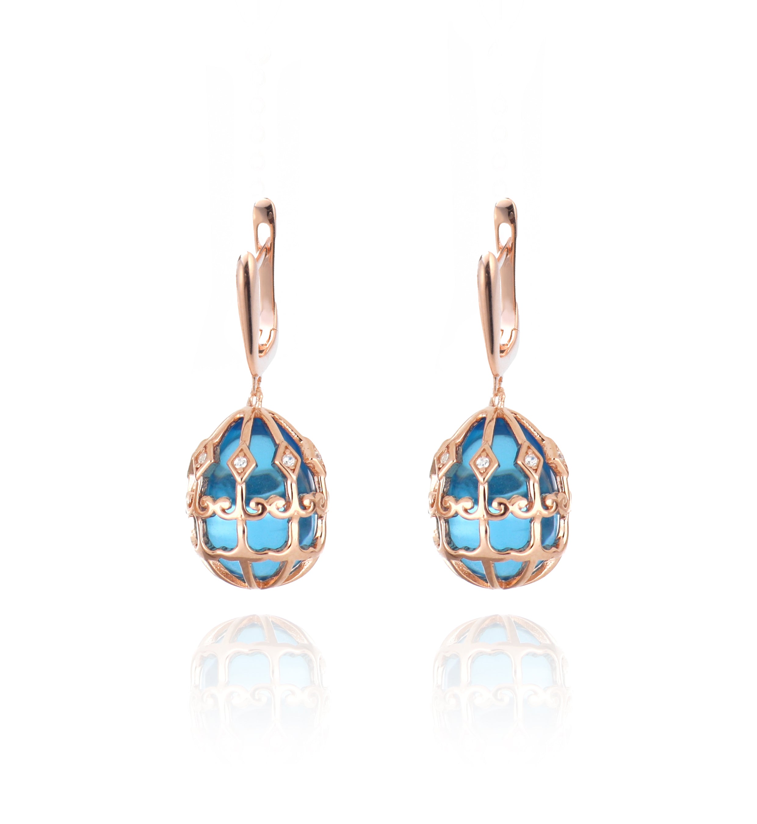 ORECCHINI TSARS COLLECTION OVETTO ROSÈ BLU E ZIRCONI