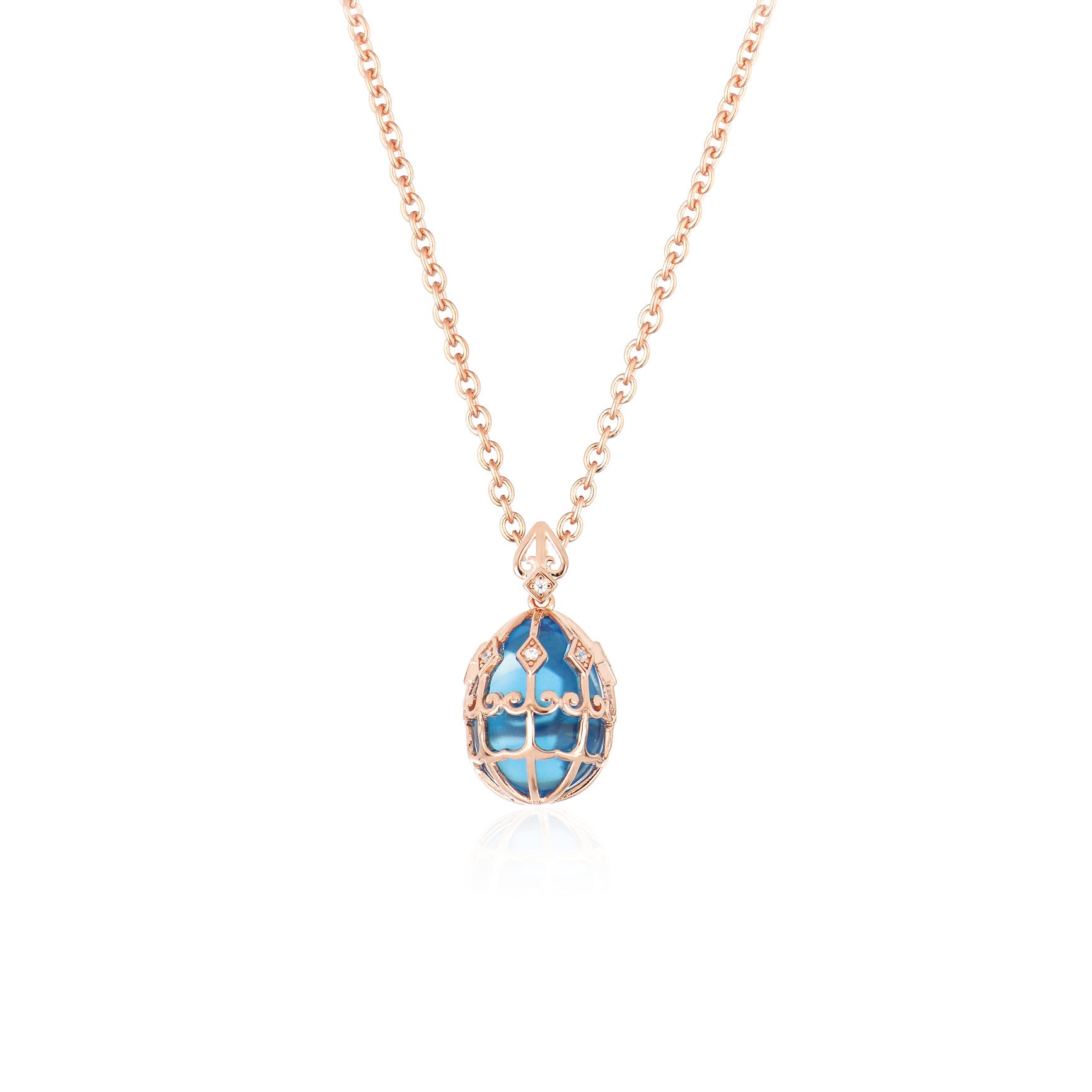 COLLANA TSARS COLLECTION OVETTO ROSÈ BLU E ZIRCONI