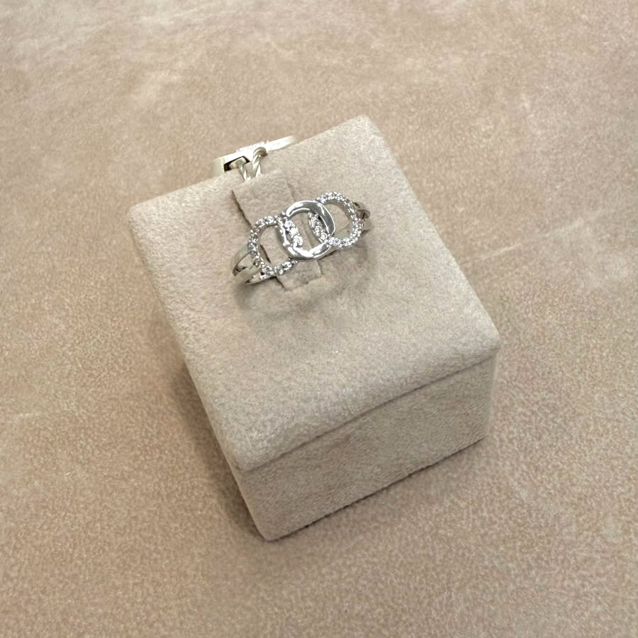 Anello Tre Cerchi con Zirconi in Oro Bianco 18 KT