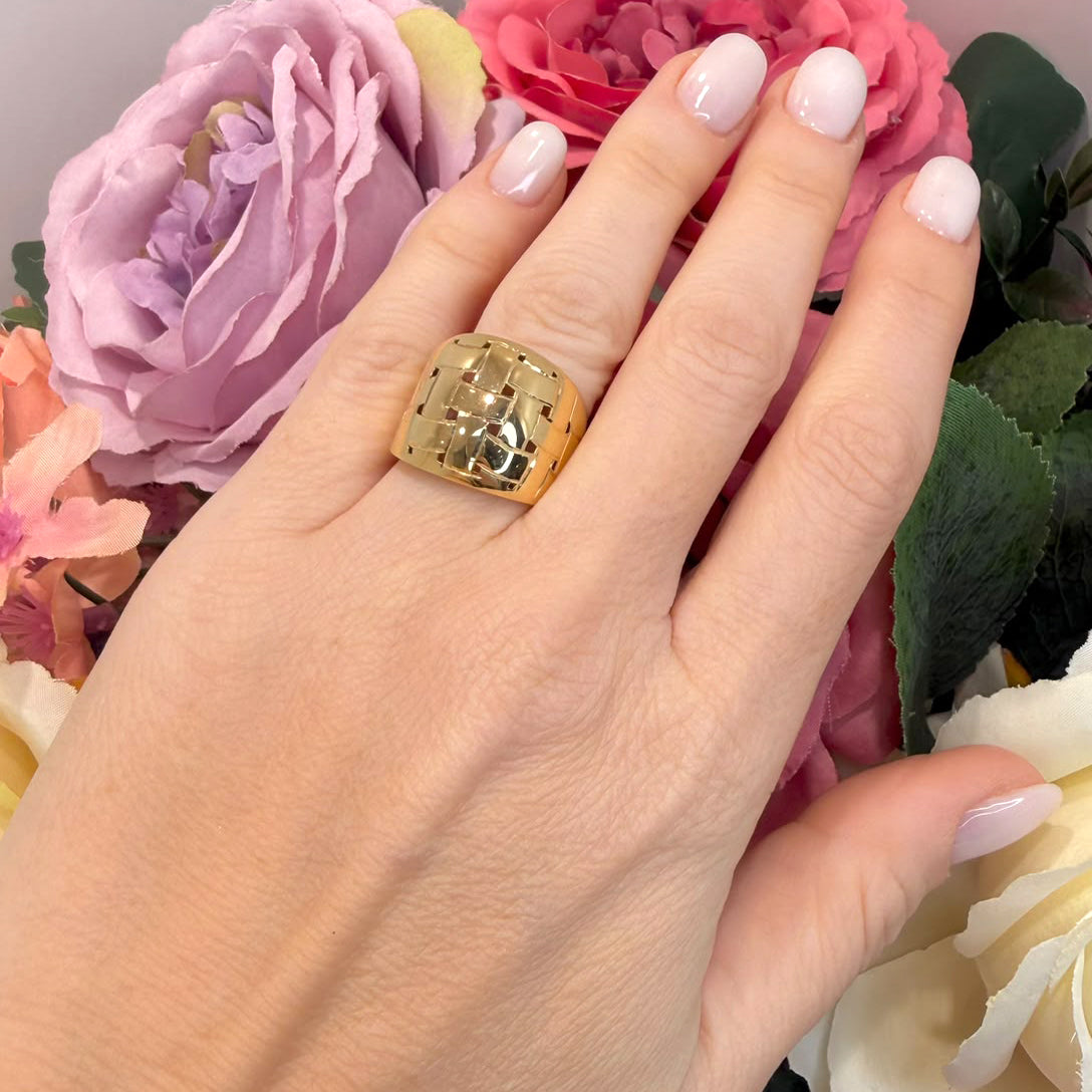 Anello Fascia Intrecciata in Oro Giallo 18 KT