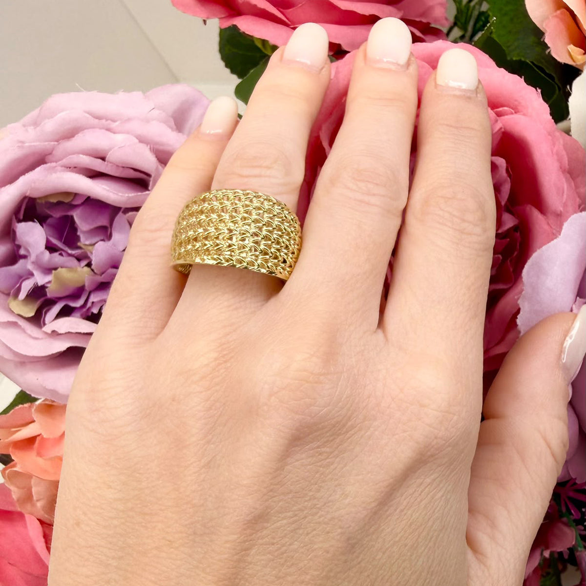 ANELLO FASCIA LAVORATA IN ORO GIALLO 18 KT (750)