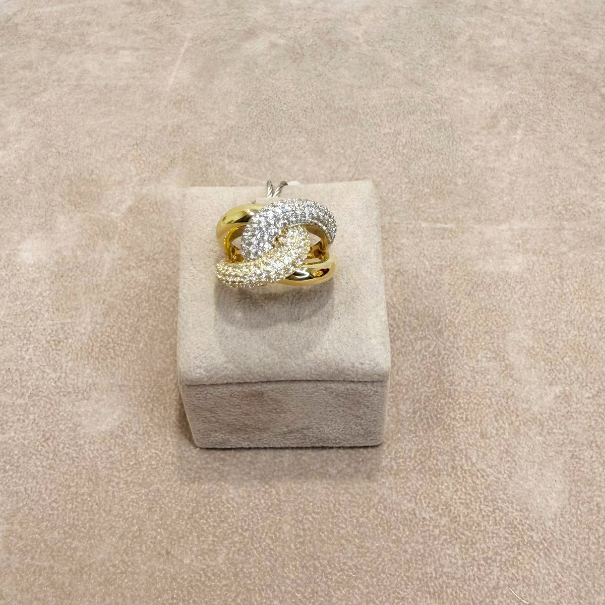 ANELLO INTRECCIATO IN ORO GIALLO E BIANCO 18 KT (750)