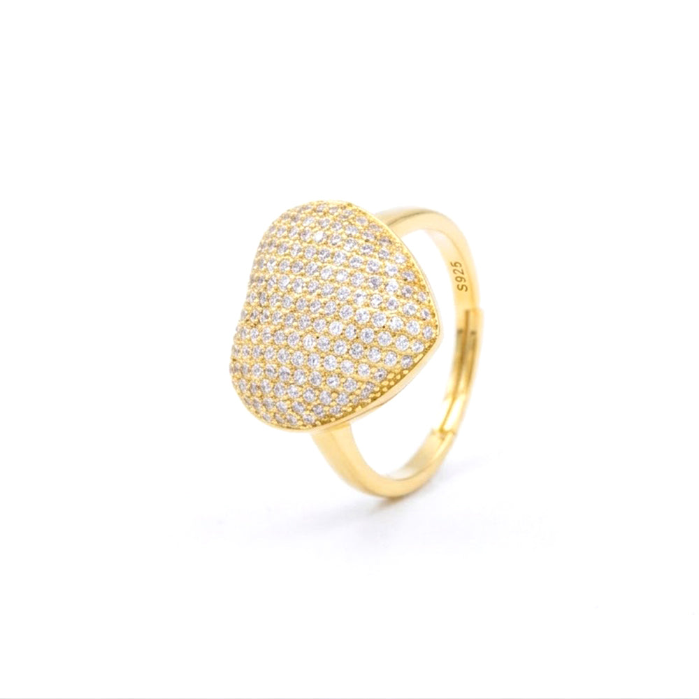 ANELLO CUORE PAVÉ IN ARGENTO 925 DORATO