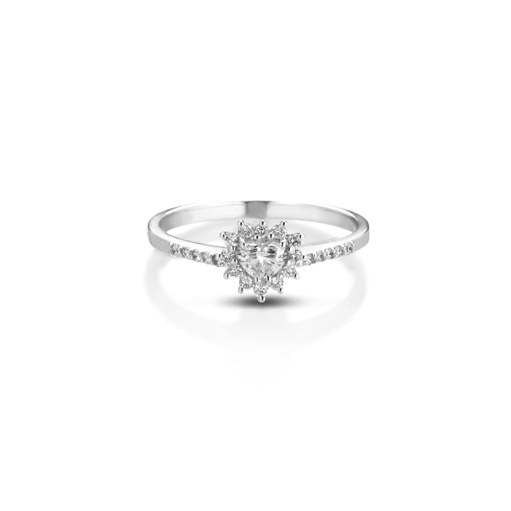ANELLO SOLITARIO IN ORO BIANCO 18 CARATI CON DIAMANTE CUORE