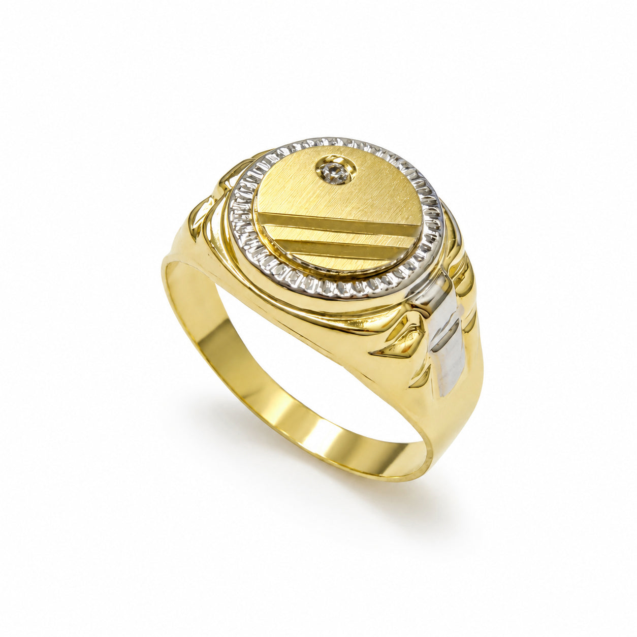 Anello Uomo Chevalier Bicolore con Zircone in Oro 18KT (750)