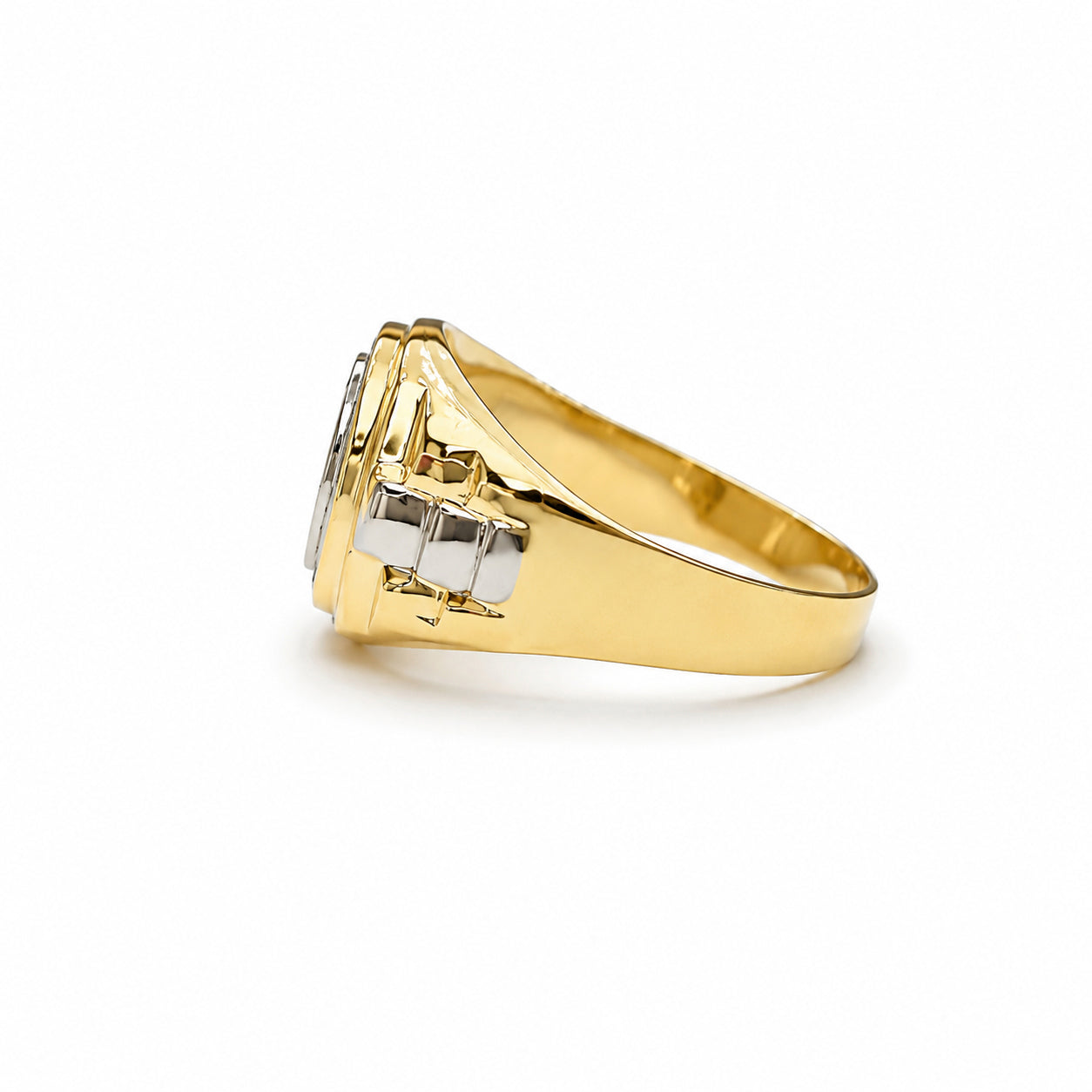 Anello Uomo Chevalier Bicolore con Zircone in Oro 18KT (750)