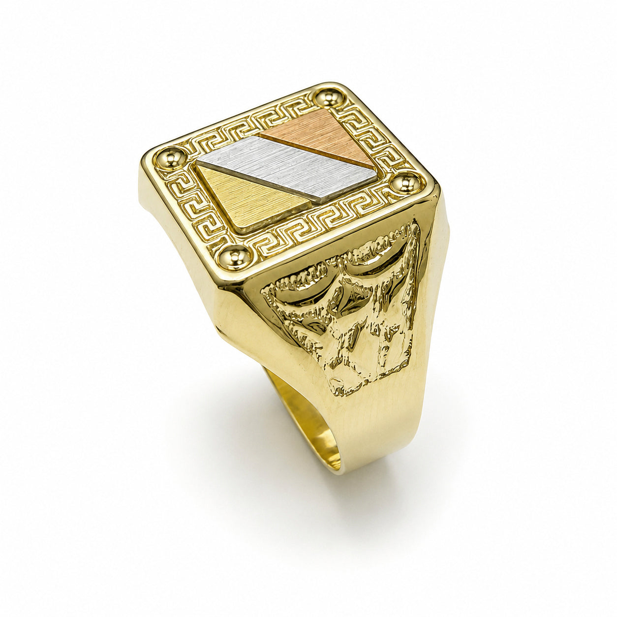 Anello Uomo Chevalier Greca Tricolore in Oro 18KT (750)