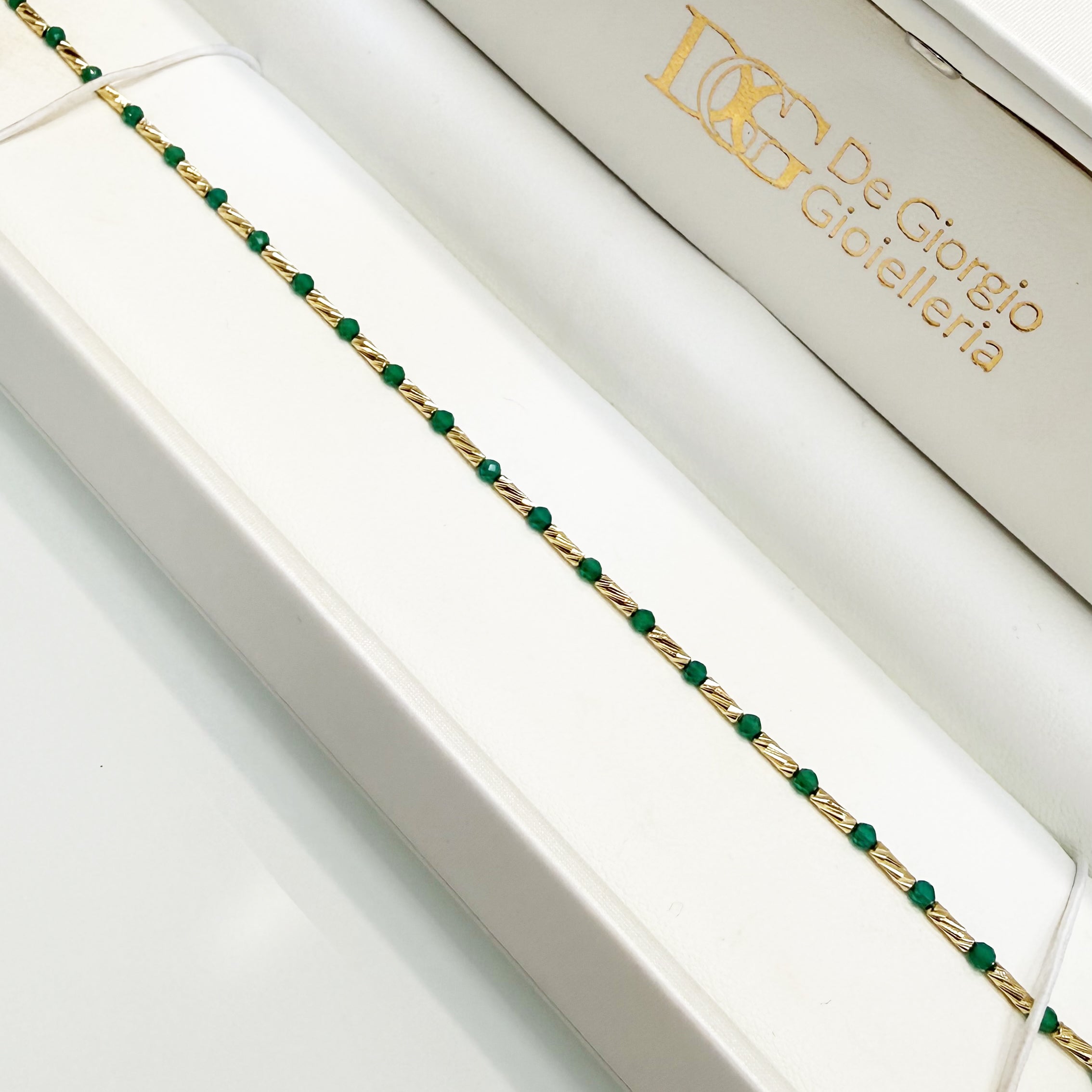 Bracciale con sfere verdi in oro giallo 18KT (750) – Unisex Elegante