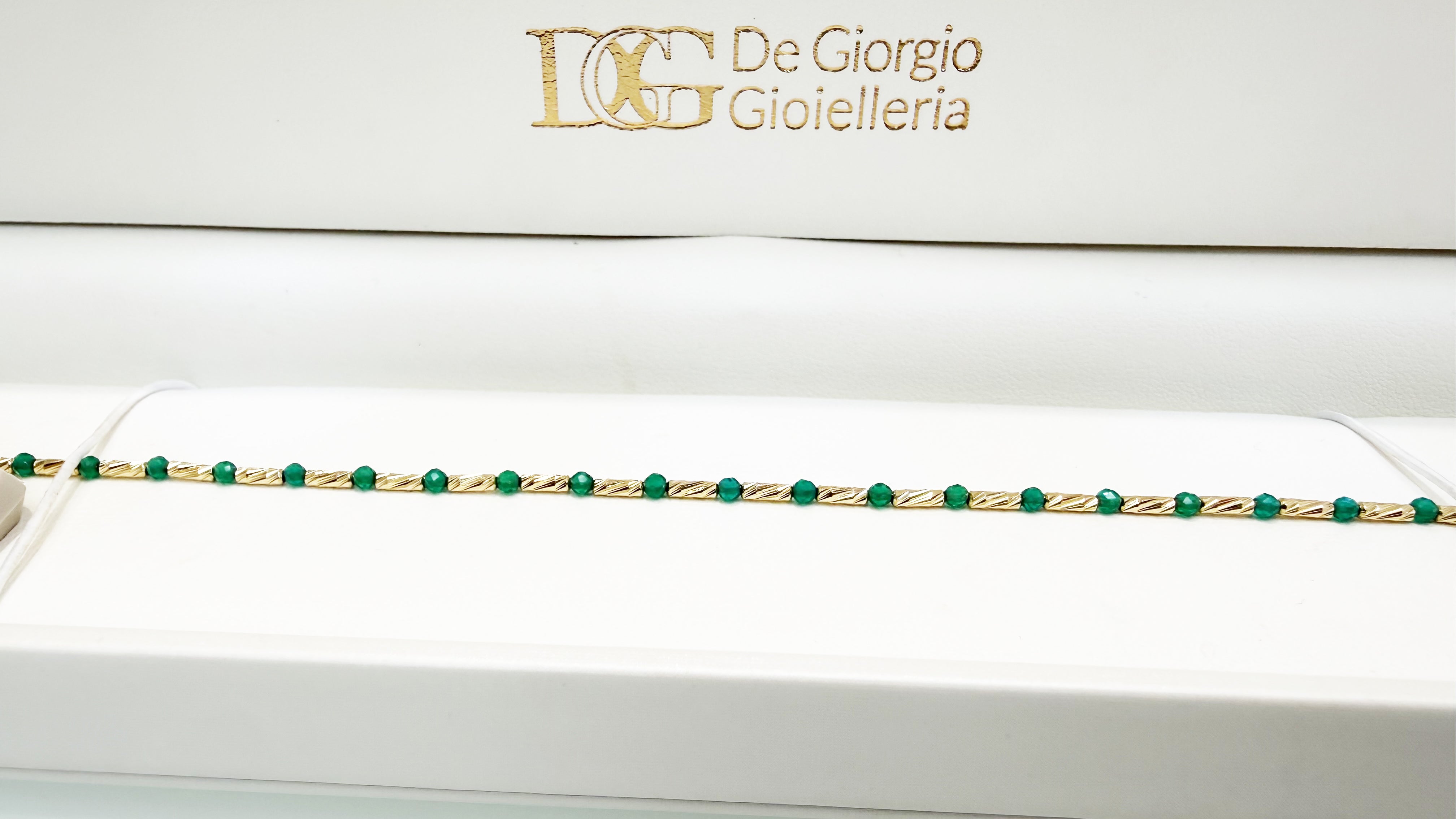 Bracciale con sfere verdi in oro giallo 18KT (750) – Unisex Elegante