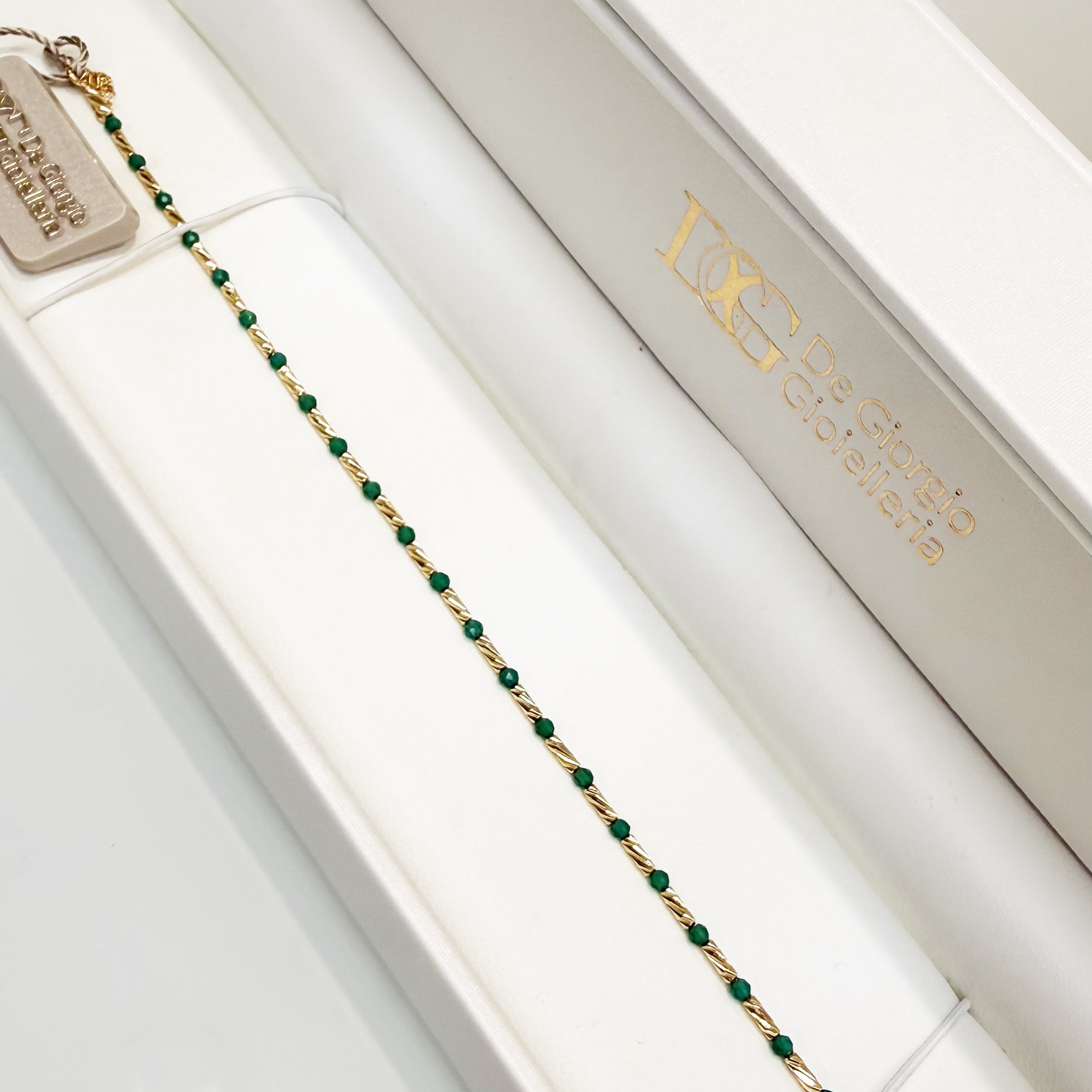 Bracciale con sfere verdi in oro giallo 18KT (750) – Unisex Elegante