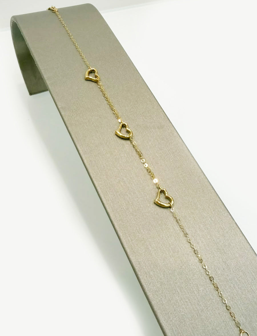 Bracciale con Cuori Traforati in Oro Giallo 18 KT (750)