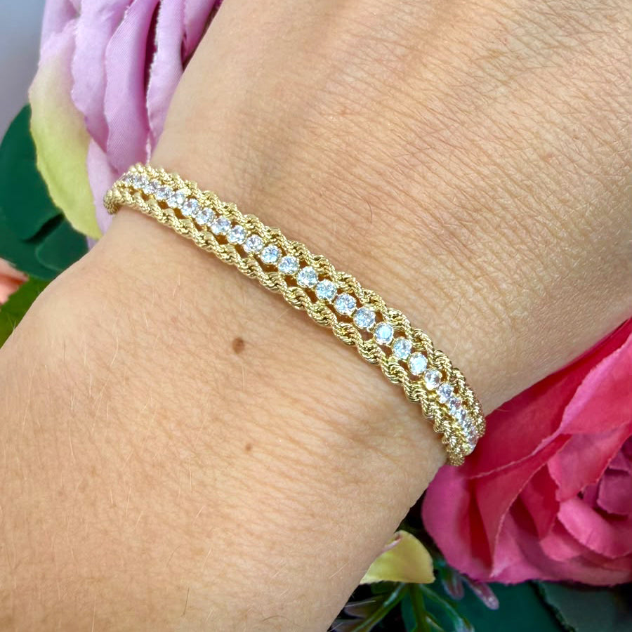 Bracciale Tennis con Zirconi in Oro Giallo 18 KT (750)