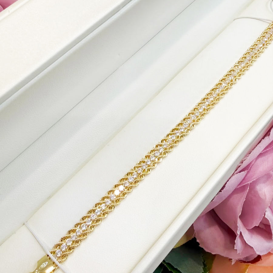 Bracciale Tennis con Zirconi in Oro Giallo 18 KT (750)