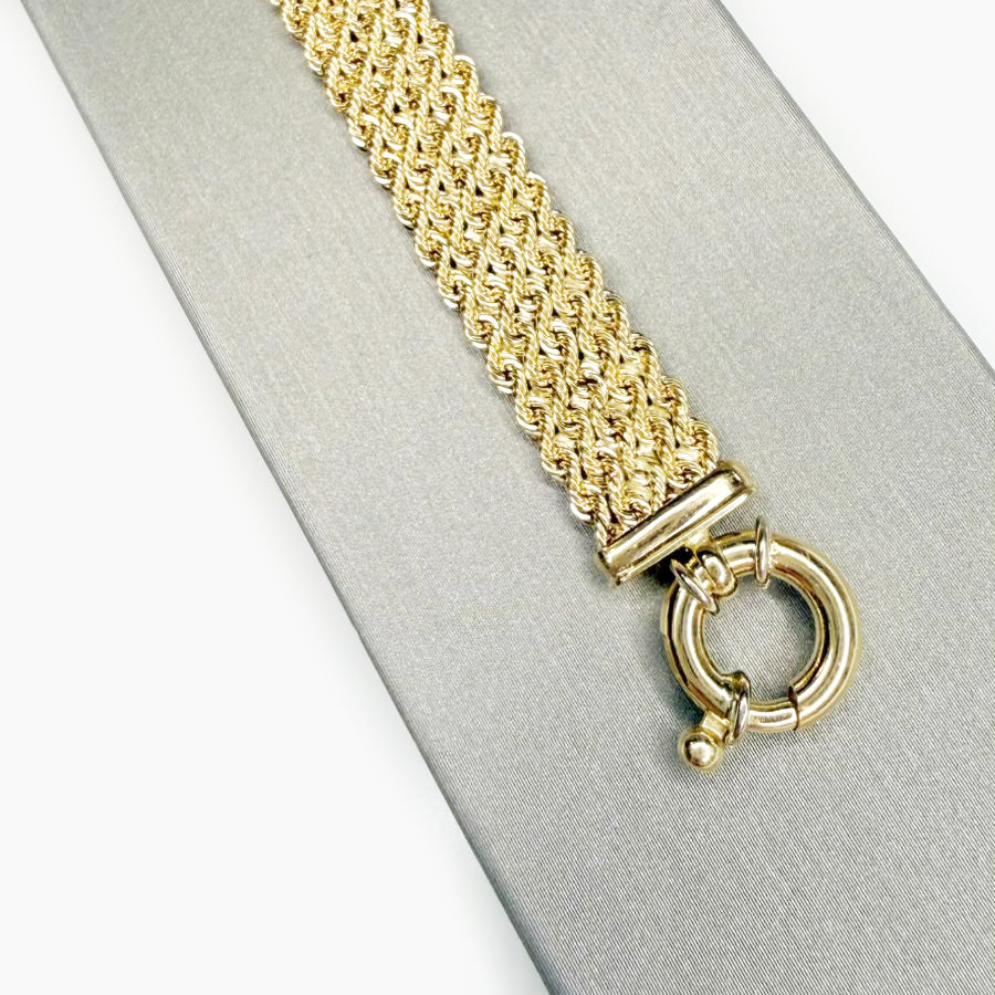 Bracciale a 5 Fili Intrecciati in Oro Giallo 18 KT