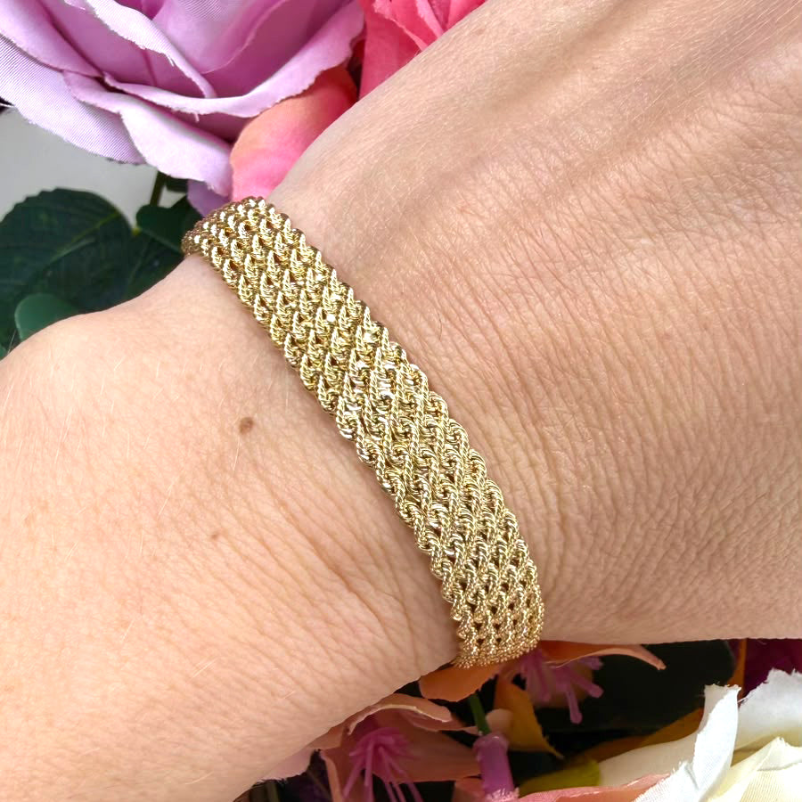 Bracciale a 5 Fili Intrecciati in Oro Giallo 18 KT